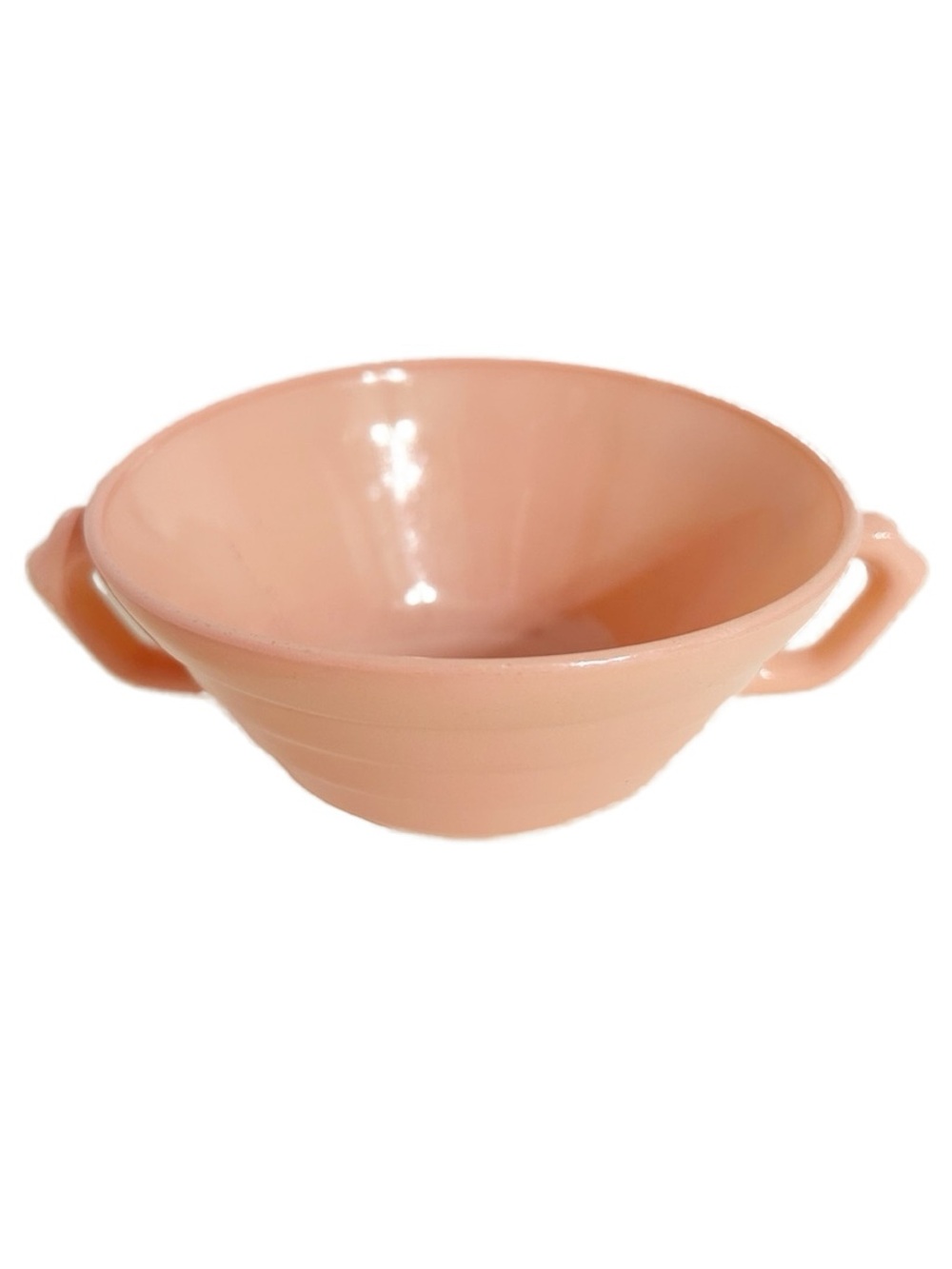 Vintage Hazel Atlas Moderntone Platonite Pastel Pink Open Sugar Bowl Dual Handle
